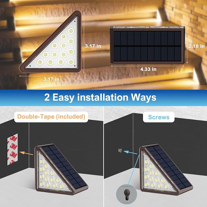 Brown Solar Step Light Outdoor Stair Lights, Deck Lights Outdoor Powered IP65 - Image 8