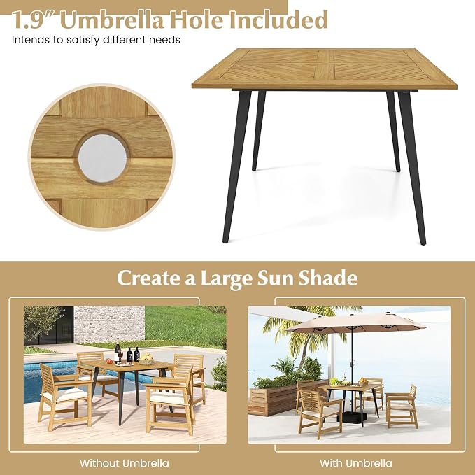 Tangkula 42.5" Acacia Wood Outdoor Dining Table - Image 6