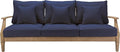 SAFAVIEH Couture Outdoor Collection Martinique Natural/Navy Cushion Solid Wood by SAFAVIEH