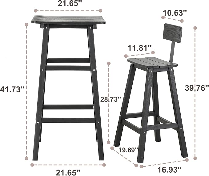 3-Piece Outdoor Counter Height Bar Table Set, HDPE Weather Resistant - Image 3