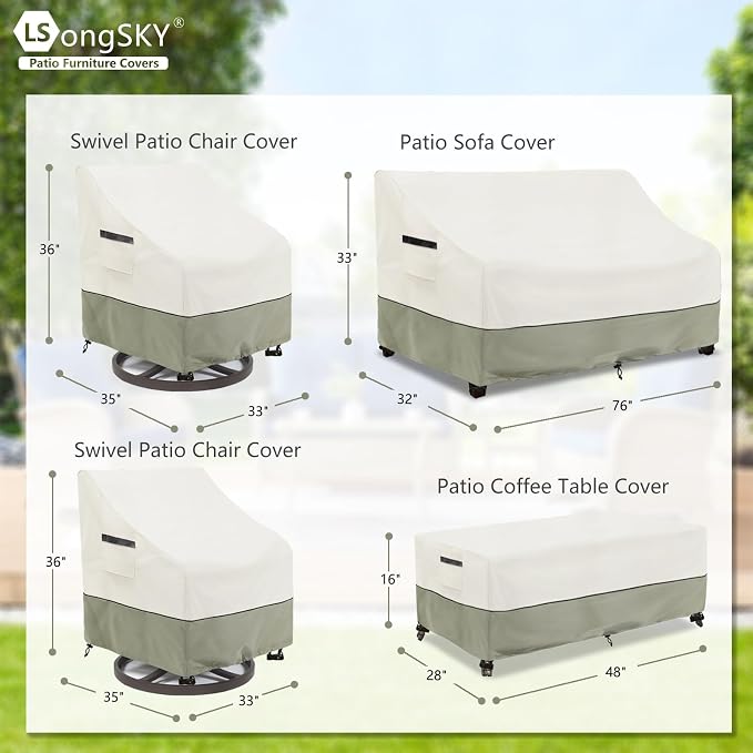 Patio Furniture Covers 4 Piece Set, 600D Heavy Duty Outdoor Furniture Covers - Image 4