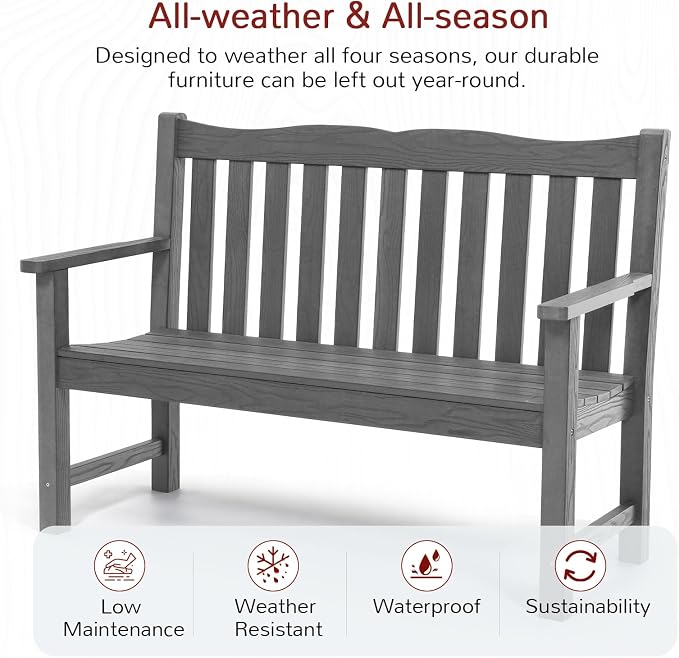 Stoog Outdoor Bench, 2-Person Garden Benches - Image 4