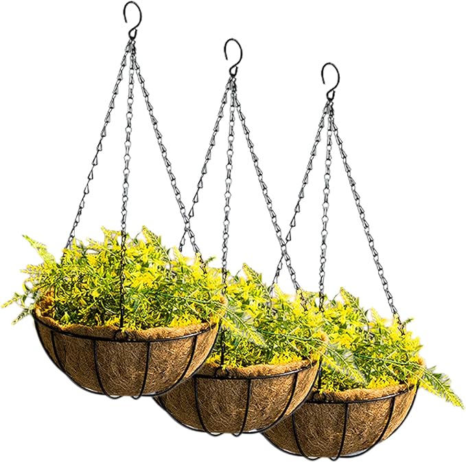 Tosnail 3 Pack 10" Metal Hanging Flower Pots Hanging Planters Plant Basket by Tosnail