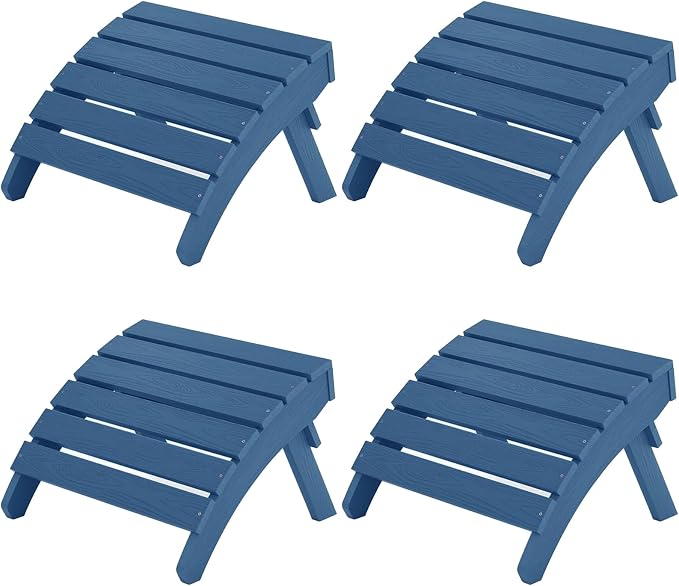 MXIMU Folding Adirondack Ottoman Set of 4: HIPS Plastic Outdoor Footrest Easy by MXIMU
