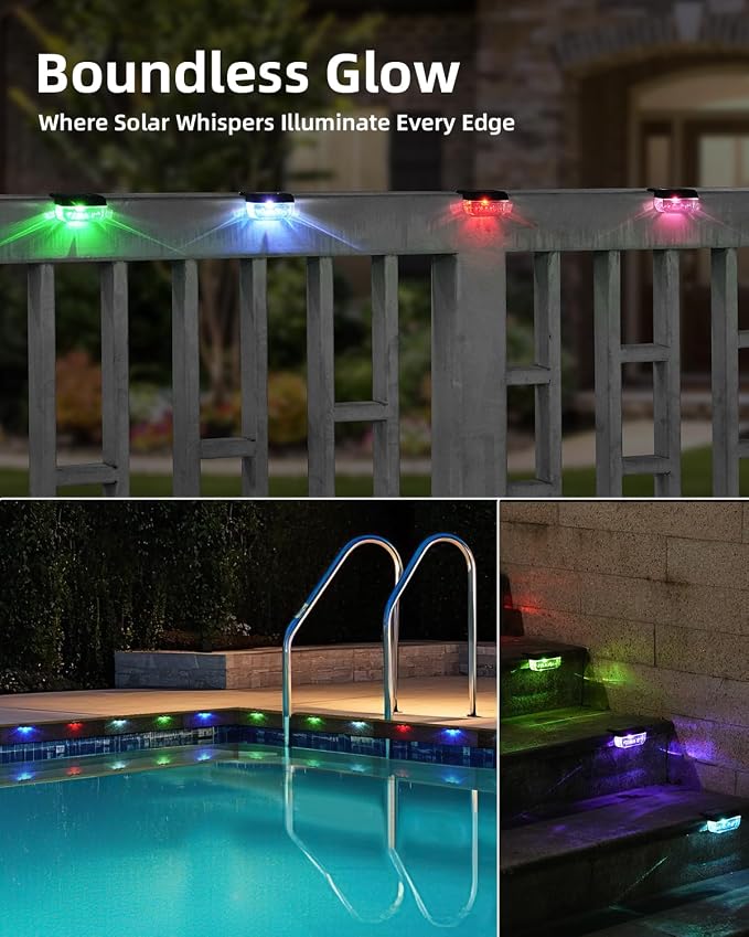 16 Pack Solar Fence Lights, RGB Color Changing Christmas Fence Solar Light - Image 6