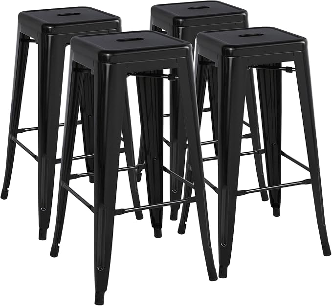Yaheetech 30'' Metal Bar Stools 4PCS Bar Height Barstools Stackable Bar Chairs by Yaheetech