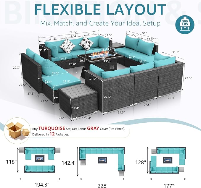 NICESOUL 15 Piece Outdoor Sectional - Image 6