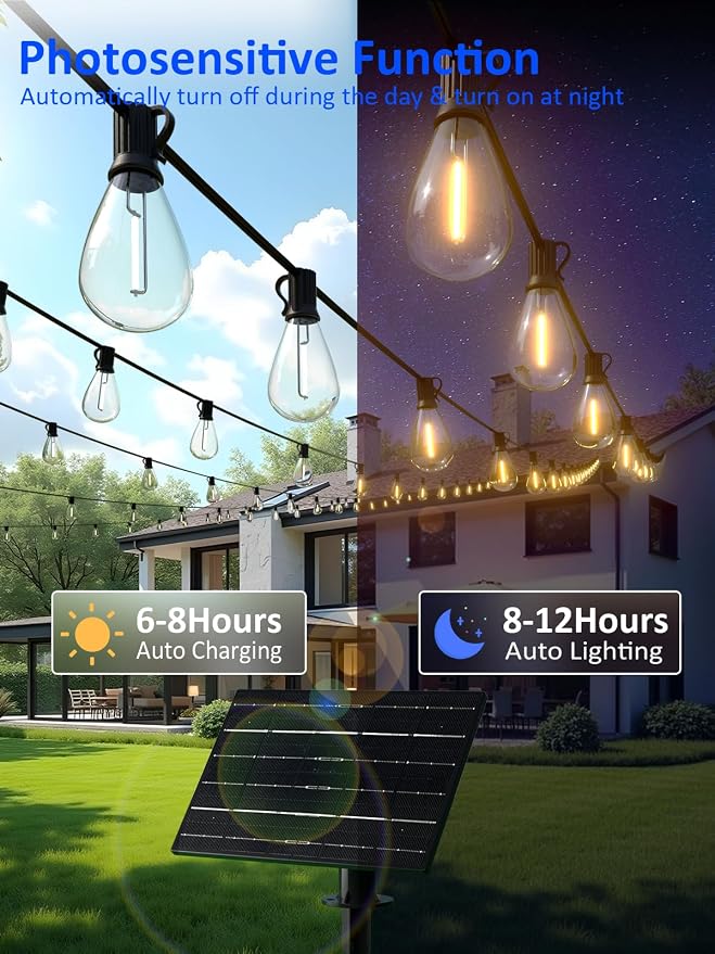 luckystyle 200FT Solar String Lights Outdoor Waterproof - Image 4