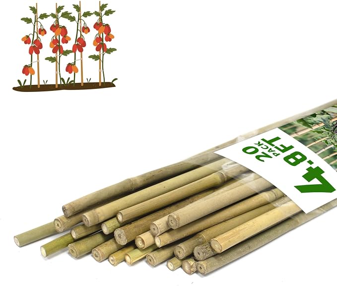 Plant Stakes, 4.8 FT Natural Bamboo Garden Stakes, Bamboo Sticks by WDZZHOT