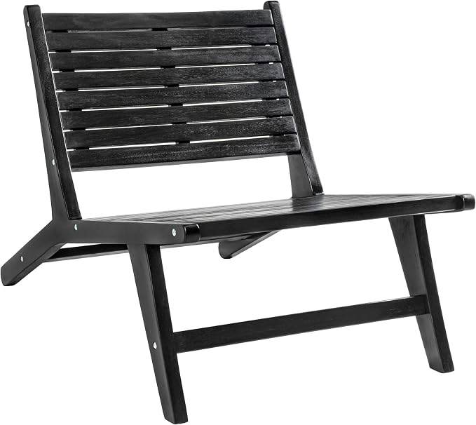 JONATHAN Y PAT2000C Leo Mid-Century Modern Wood Armless Outdoor Lounge Chair by JONATHANY