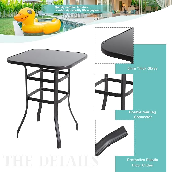 Vongrasig 5 Piece Patio Swivel Bar Set, All Weather Mental Textilene High - Image 8