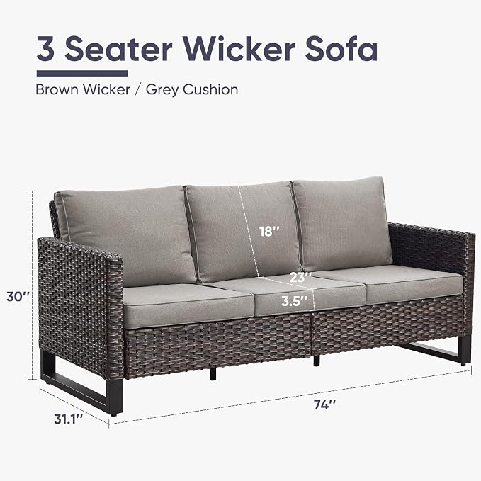Belord Outdoor Couch Patio Furniture: Wicker Patio Sofa - Image 2