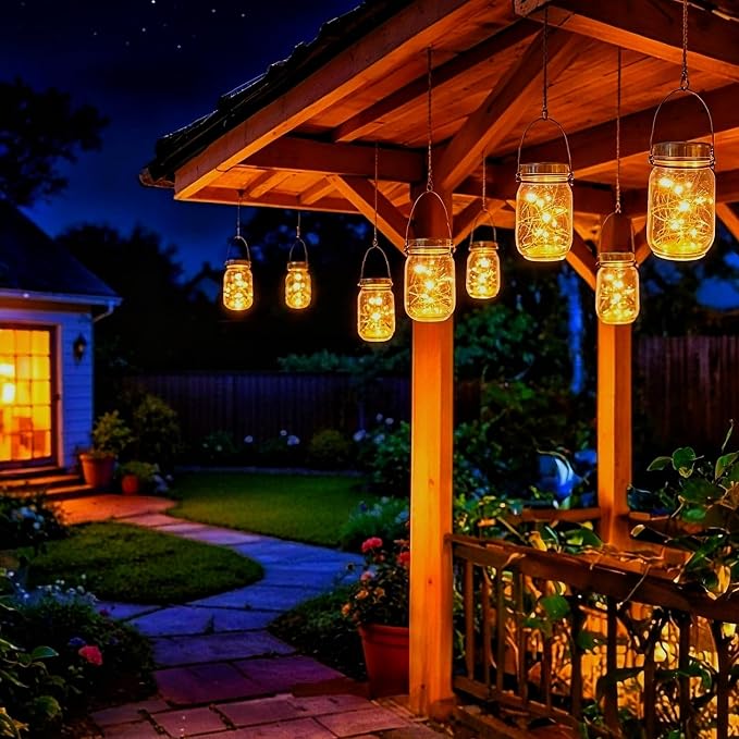 Cooo Gift for him her 9 Pack Solar Lanterns Outdoor Waterproof Upgraded Crystal - Image 6