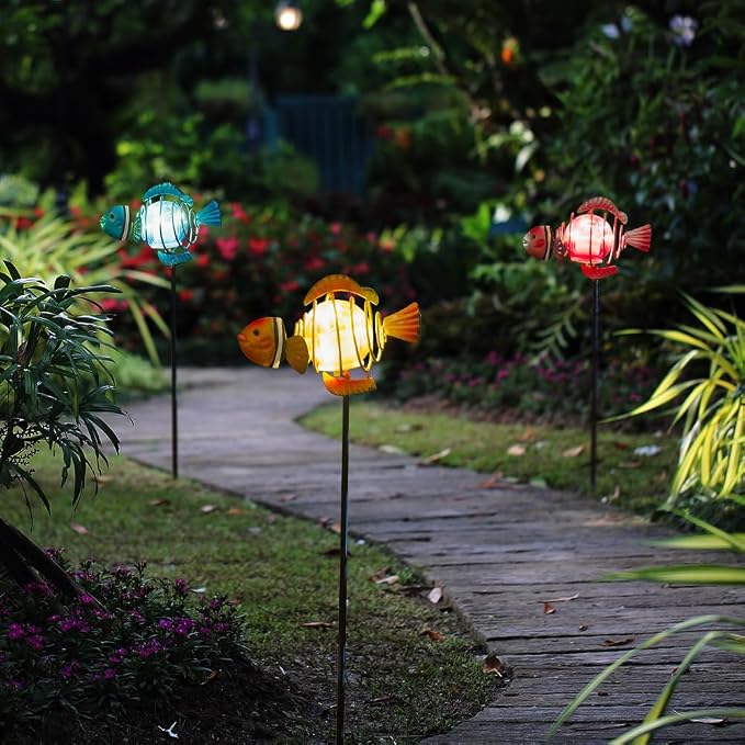 Fish 3Pack 21.3''H Outdoor Figurine Lights, Decorative Garden Stake - Image 6