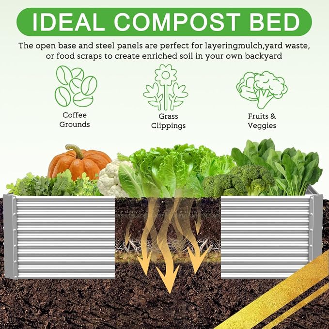 2 Pack Tall 8x3FT Corrugated Galvanized Steel Raised Garden Bed Outdoor - Image 3