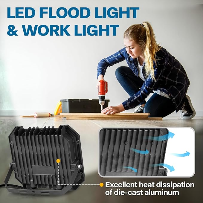 1 Pack LED Flood Lights Outdoor, 50W 5000LM Super Bright Floodlight Outside - Image 6