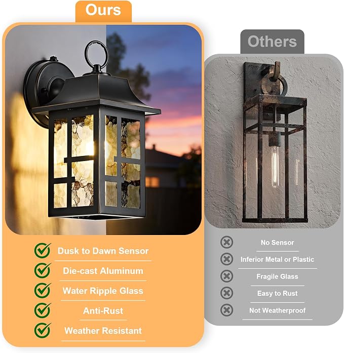 OKELI 2-Pack Dusk to Dawn Exterior Lighting Fixture, Farmhouse Outdoor Wall - Image 4
