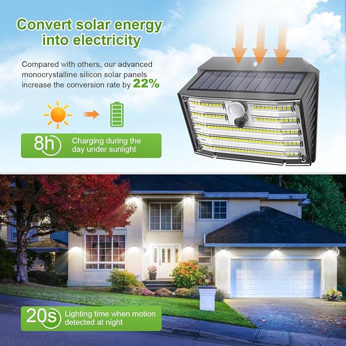 CLAONER Solar Lights Outdoor, Wireless Motion Sensor Lights, IP65 Waterproof - Image 3