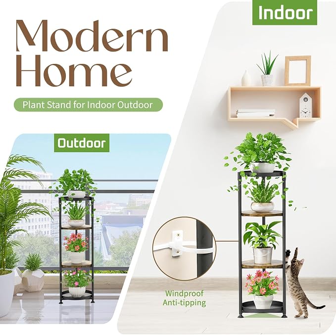 iDavosic.ly 4 Tier Corner Plant Stand Indoor, 45 Inch Tall Vertical Metal - Image 4