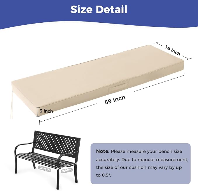 Outdoor Bench Cushions for Outdoor Furniture, Waterproof Bench Pillow, Fade - Image 5