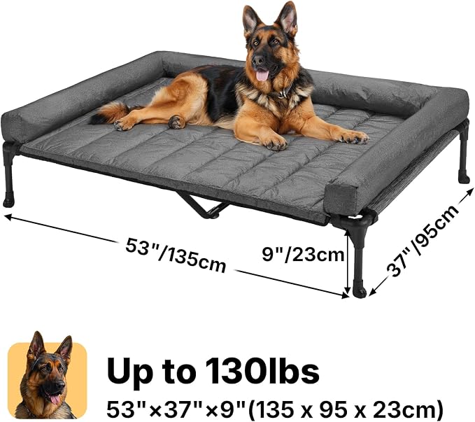 Veehoo Cooling Elevated Dog Bed Add Removable Waterproof Bolster Cushion Mat - Image 5