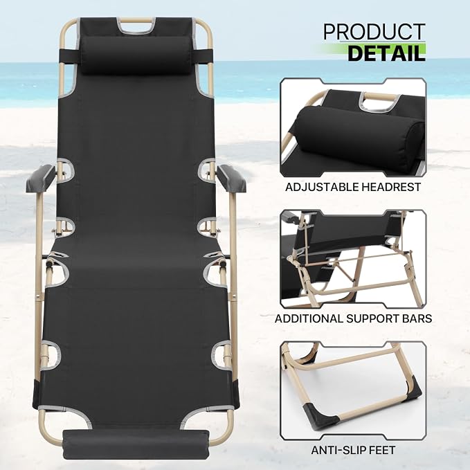 Magshion Folding Patio Chairs Set of 2, Outdoor Lounge Chair - Image 10