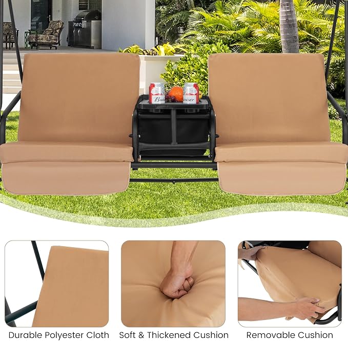 Tangkula 2 Person Porch Swing, Outdoor Swing - Image 6