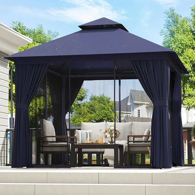 Aoxun Outdoor Gazebo for Patio 10x10 Metal Frame Canopy by Aoxun