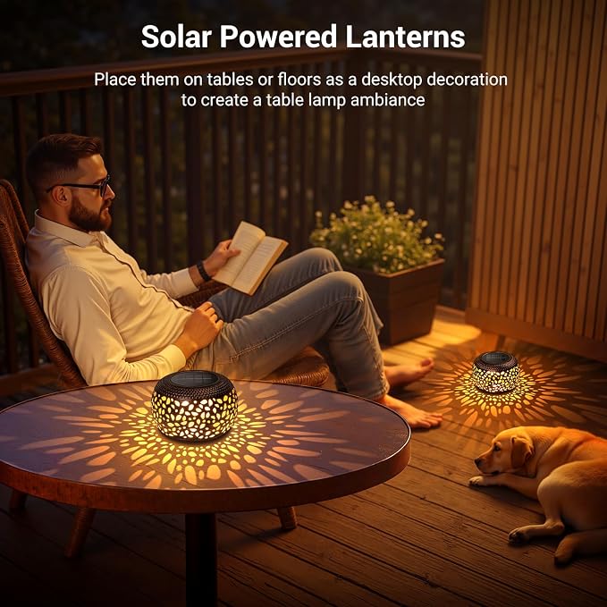 Solar Lanterns Outdoor Waterproof, 4 Pack Flower Petal Solar Garden Lights - Image 4