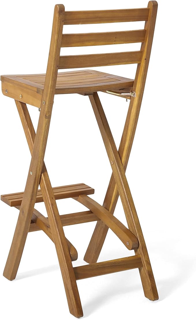 Christopher Knight Home Tundra Outdoor Foldable Wood Barstool Set, 2-Pcs Set - Image 7
