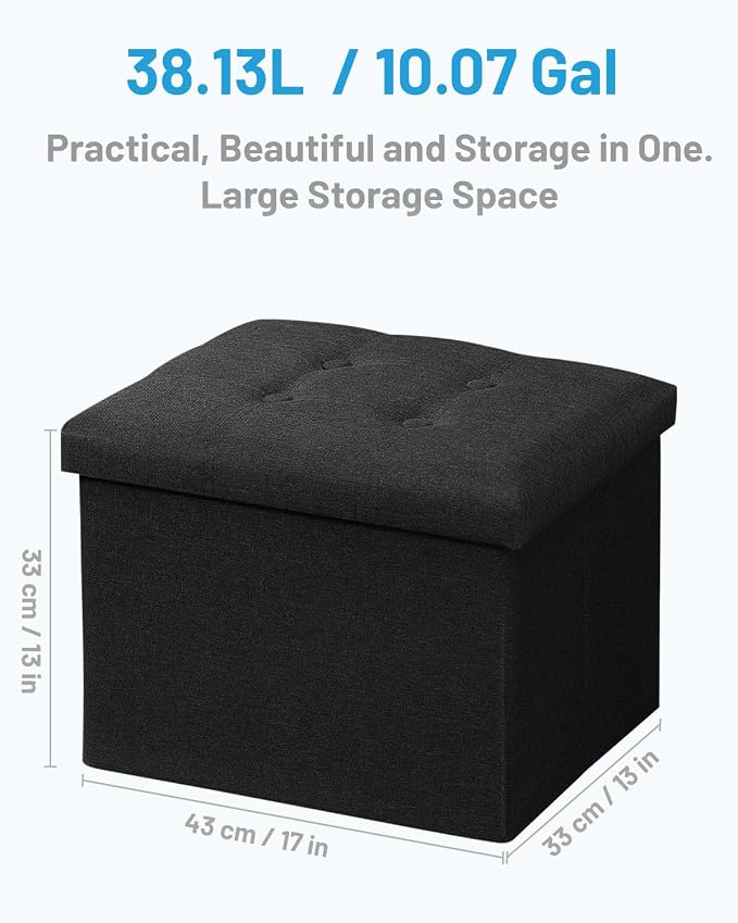 AmasSmile Black Ottoman with Storage, Foot & Leg Rest Stools Small Cute Stool - Image 3