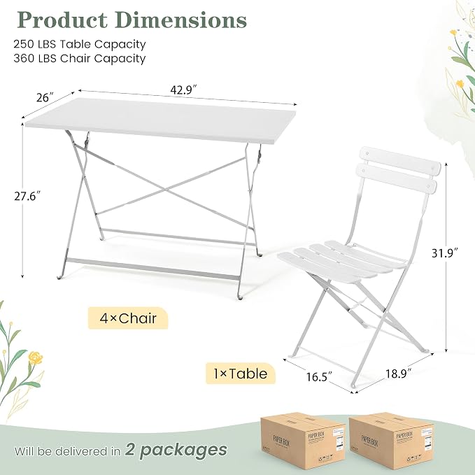 MELLCOM 5-Piece Foldable Patio Dining Set - Image 2
