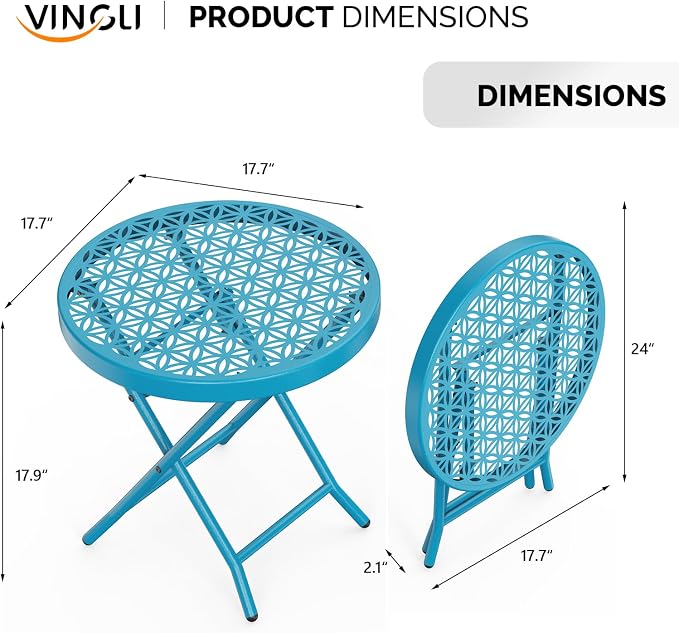 VINGLI Patio Folding Side Table, Small Outdoor Table - Image 3