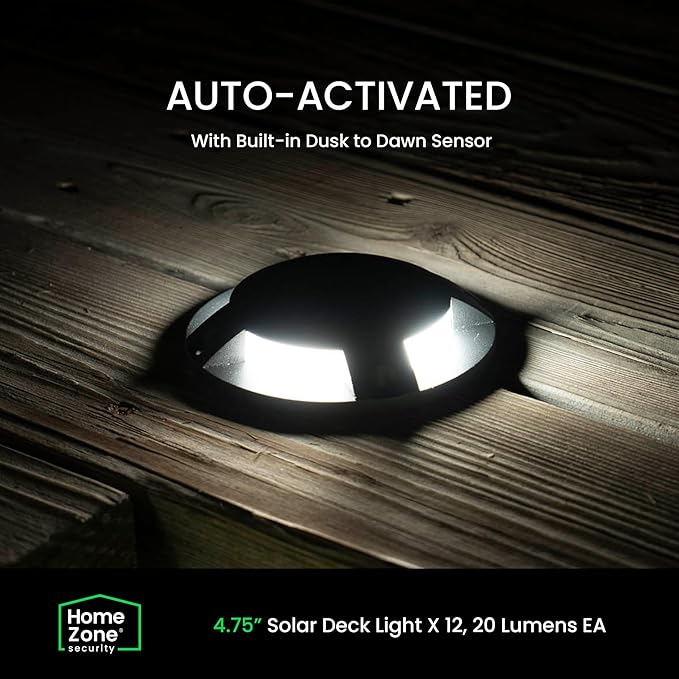 Home Zone 12 Packs Outdoor Solar Deck Light, 120 Lumens Total, Waterproof - Image 3