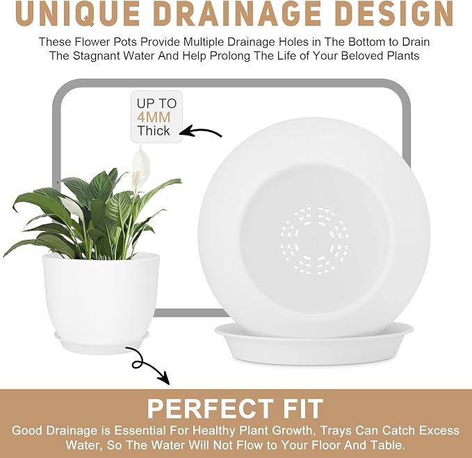 Plant Pots 12/10/9 inch Set of 3, Flower Pots - Image 6