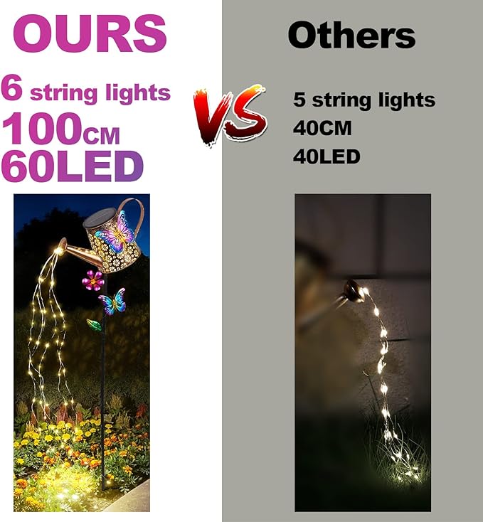 Solar Watering Can with Lights Outdoor Garden - Image 2