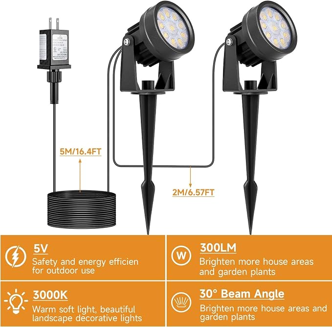 Warm White Spot Lights, Outdoor 3000K LED Spotlights, Outside Landscape - Image 2