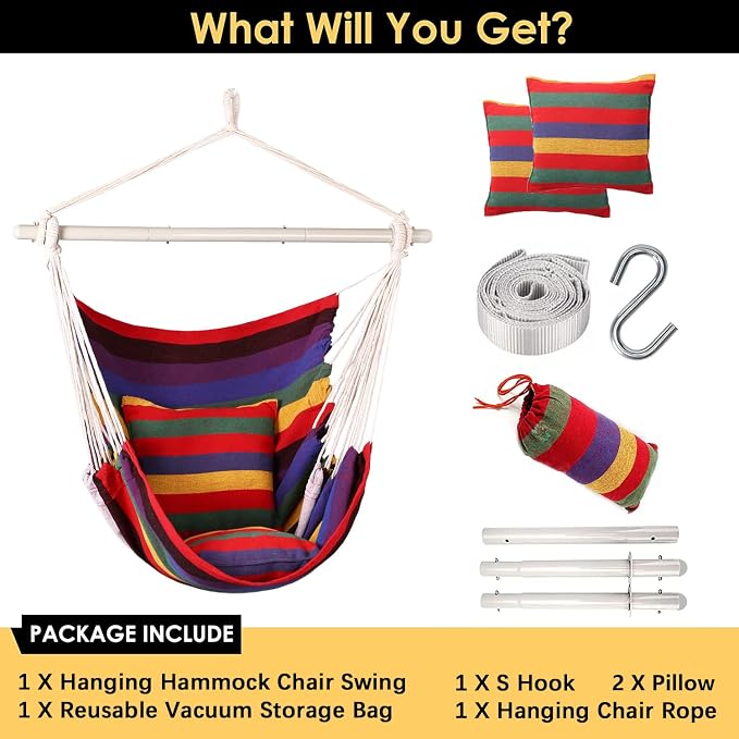 Hammock Chair Hanging Rope Swing, Topind Hanging Chair - Image 5