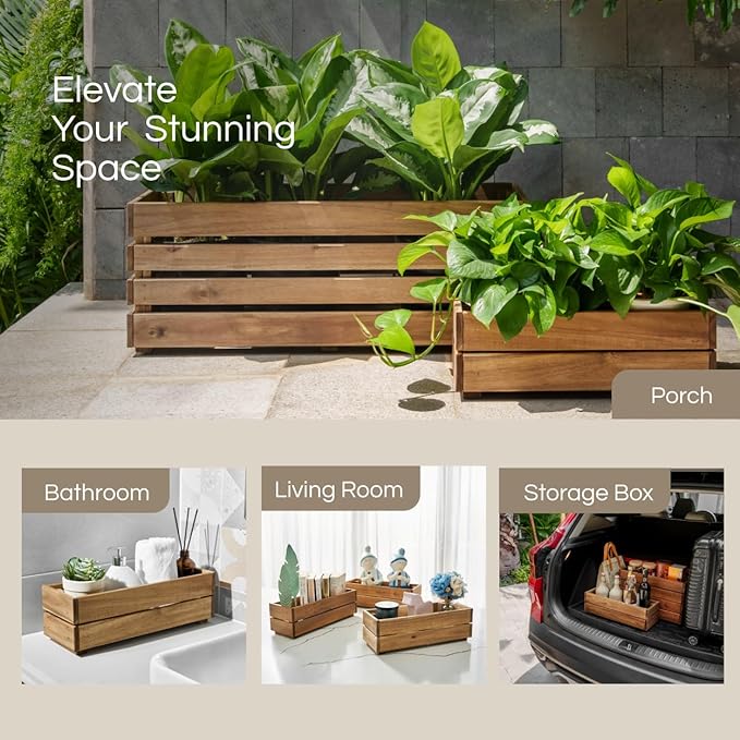 Wooden Planter Box, Storage Box 17”L x6”W x5.5”H - Image 6