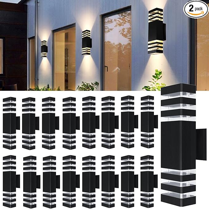 16Pack 15inch LED Square Up & Down Wall Lights, 14W Outdoor Wall Light 4000K by MUCLUD