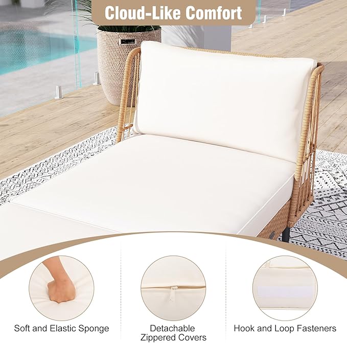 Tangkula Patio Rattan Daybed, Boho Outdoor Wicker Lounge Sofa - Image 8