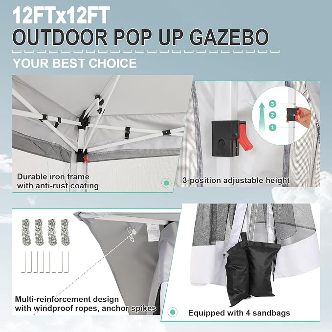 COBIZI 12x12 Pop up Gazebo on Clearance - Image 8