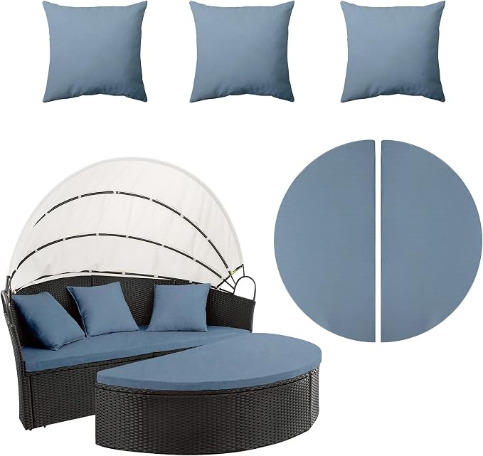 66" Round Daybed Cushion Cover & 3 Pillow Covers Set by dreahoteztil
