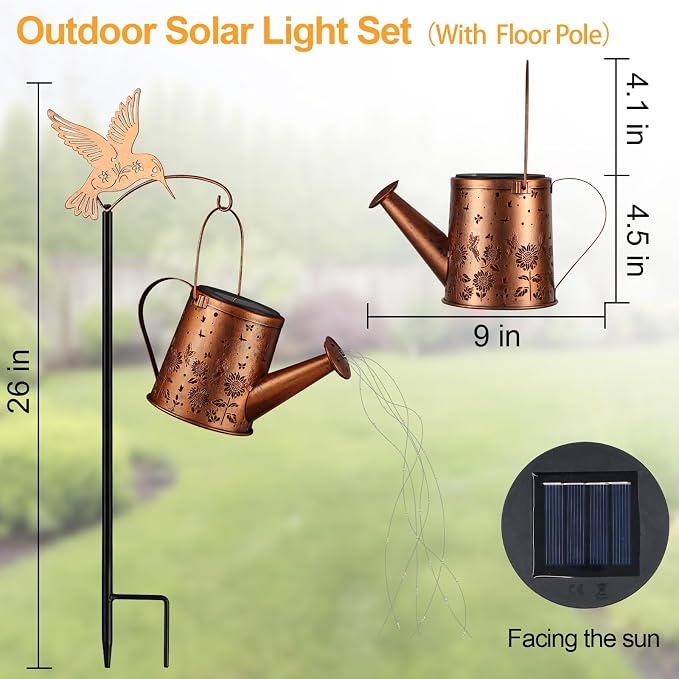 Outdoor Hanging Solar Lantern Waterproof Set Outside Metal Sunflower & - Image 4