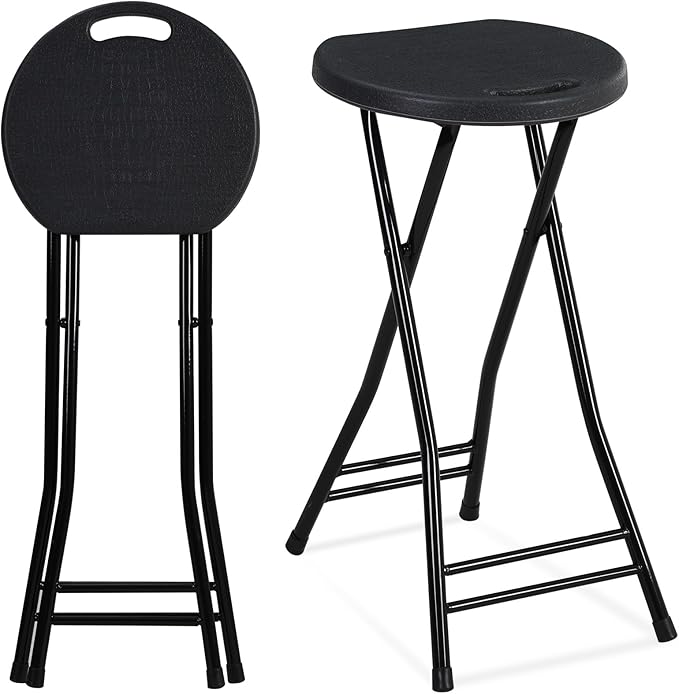 Suzile 2 Pcs 24 Inch Tall Folding Chair Portable Plastic Stool Chair Heavy Duty by Suzile