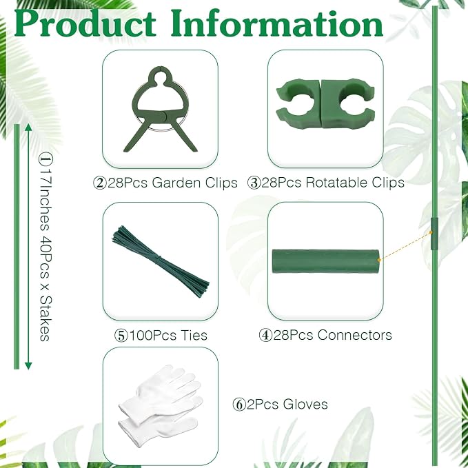 Garden Stakes 17Inch 40Pack, DIY Tall Plant Support Stakes of 4Ft, HAINANSTRY - Image 4