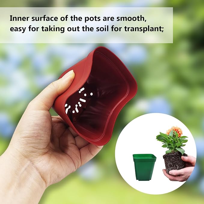 Square Plastic Nursery Pot 3" 120 Pcs Deep Succulent Pots Small Flower Planter - Image 3