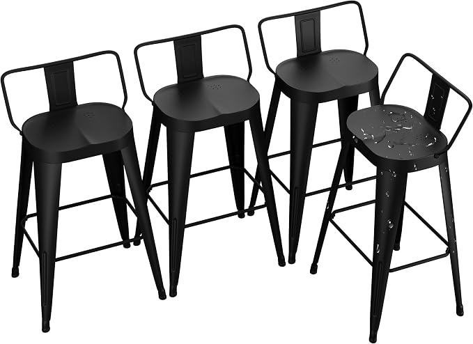 Alunaune 26inch Outdoor Metal Bar Stools Set of 4 Patio Stool Counter Height by HomeFurniture