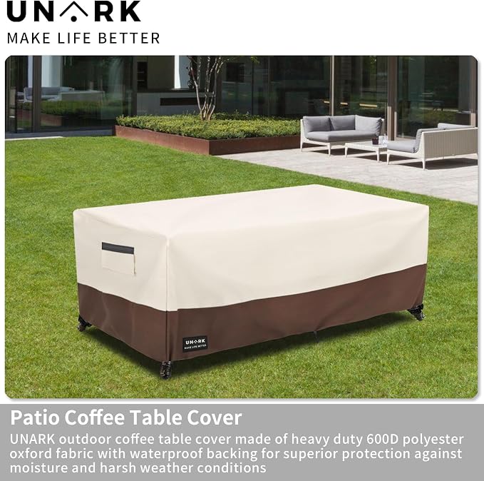 Outdoor Patio Coffee Table Cover, 600D Waterproof Heavy Duty Outdoor Table Cover - Image 5