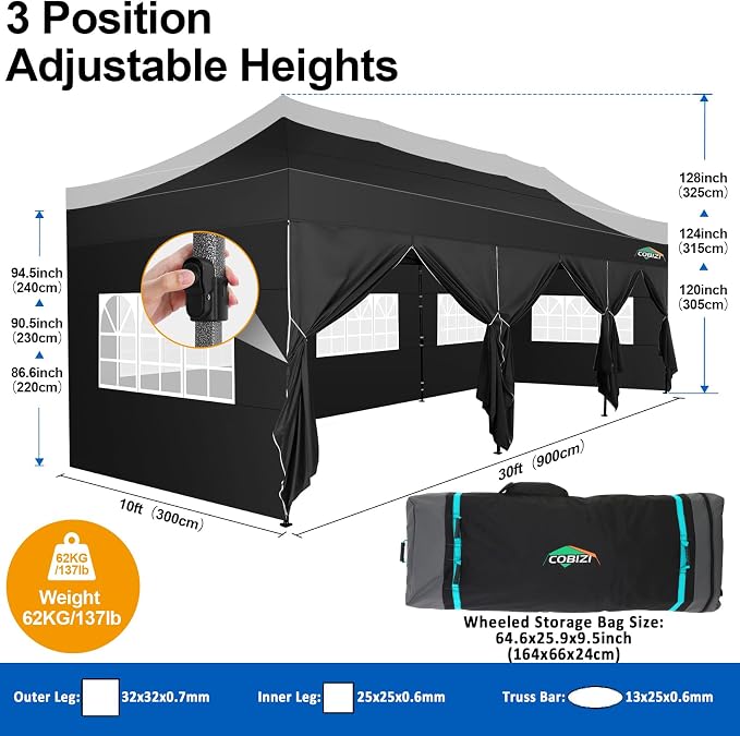 COBIZI 10x30 Pop up Canopy Tent 10x30 Canopy - Image 6
